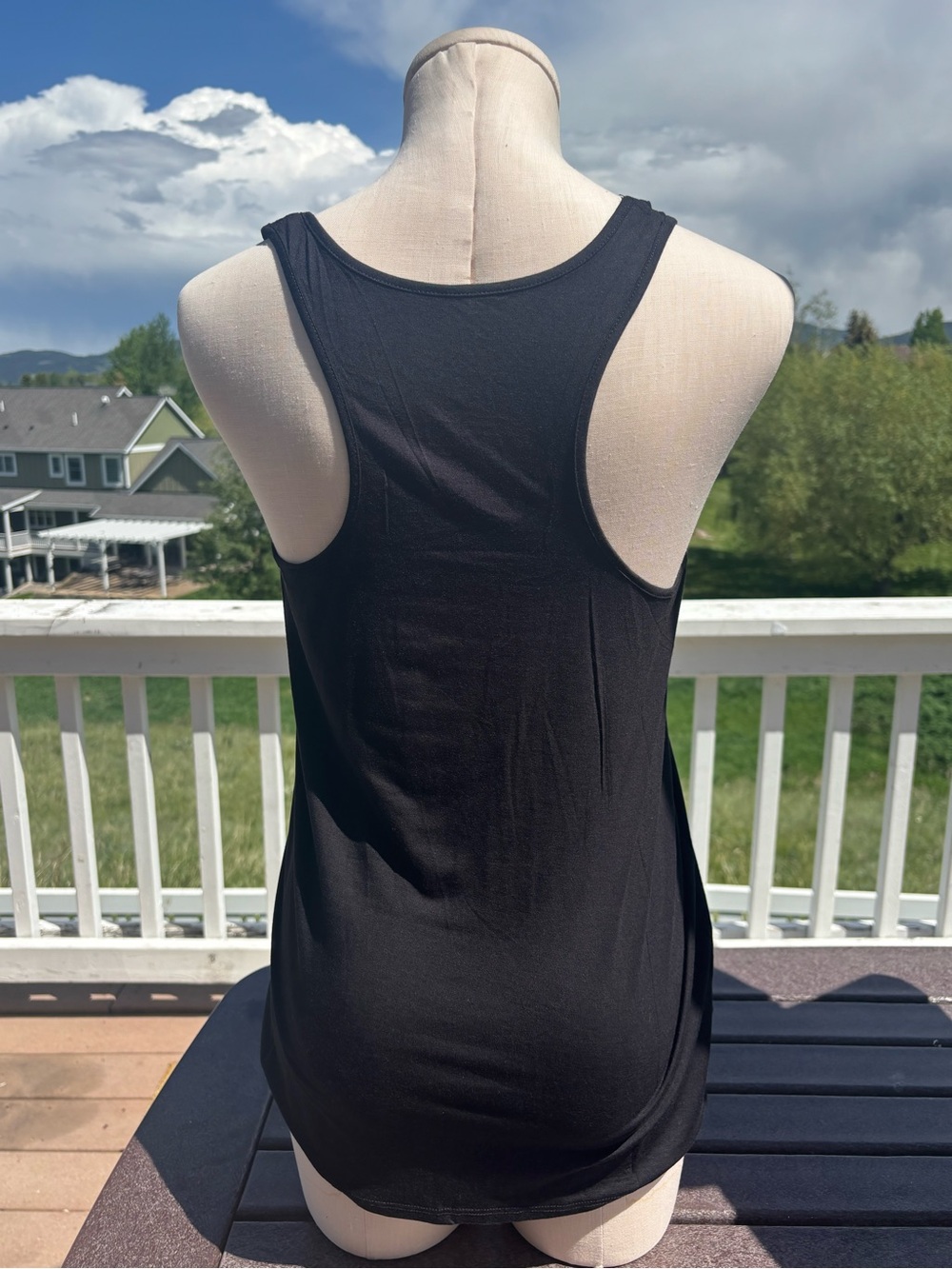 Bear Dance Black Tank Top with Unicorn and Rainbow Graphic - Picture 2 of 2